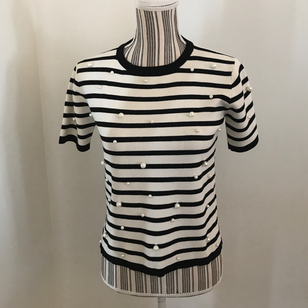 Zara Pearl Embellished Knit Top - Picture 2 of 8